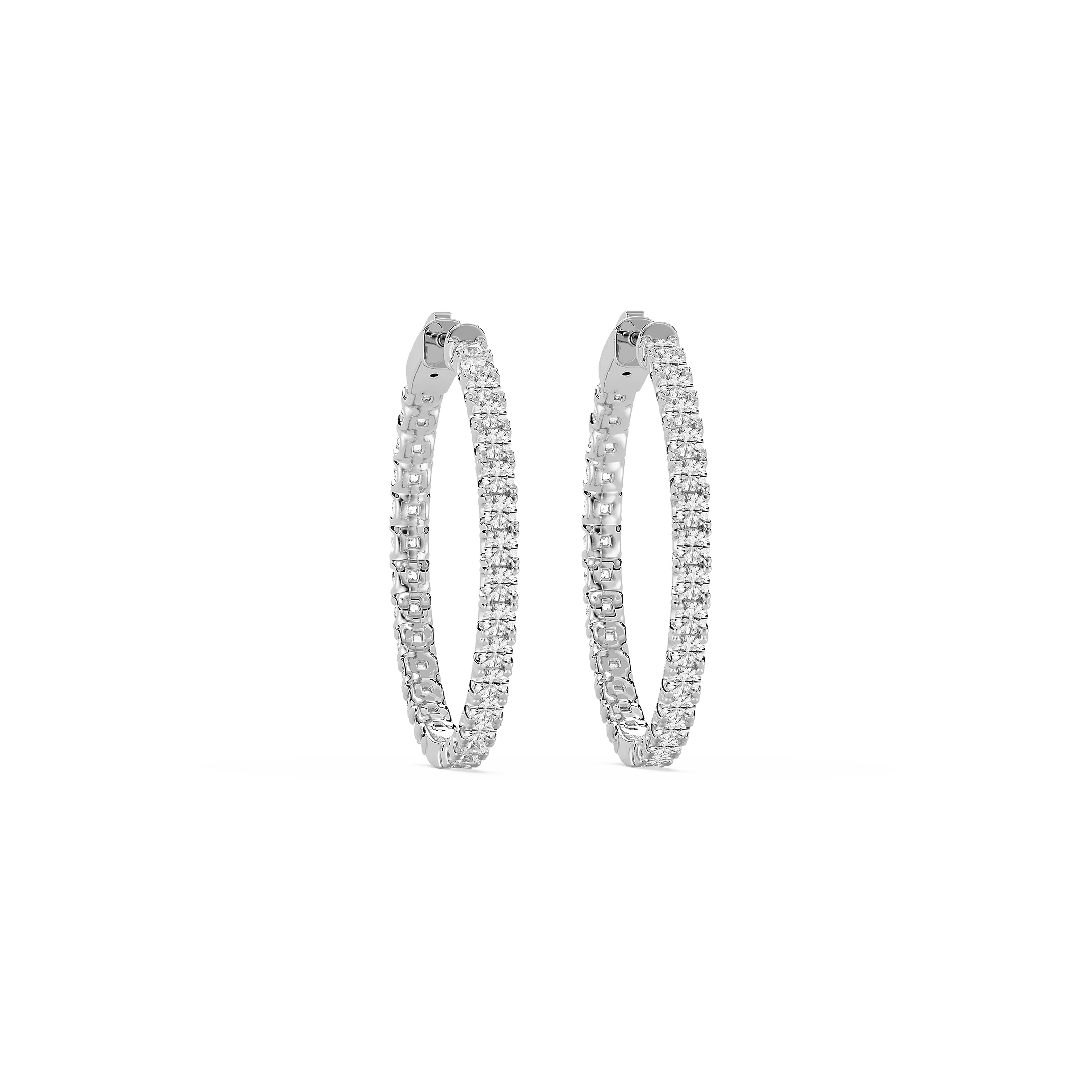 Round Lab Grown Diamond Inside-Out Four Prong Hoop Earrings