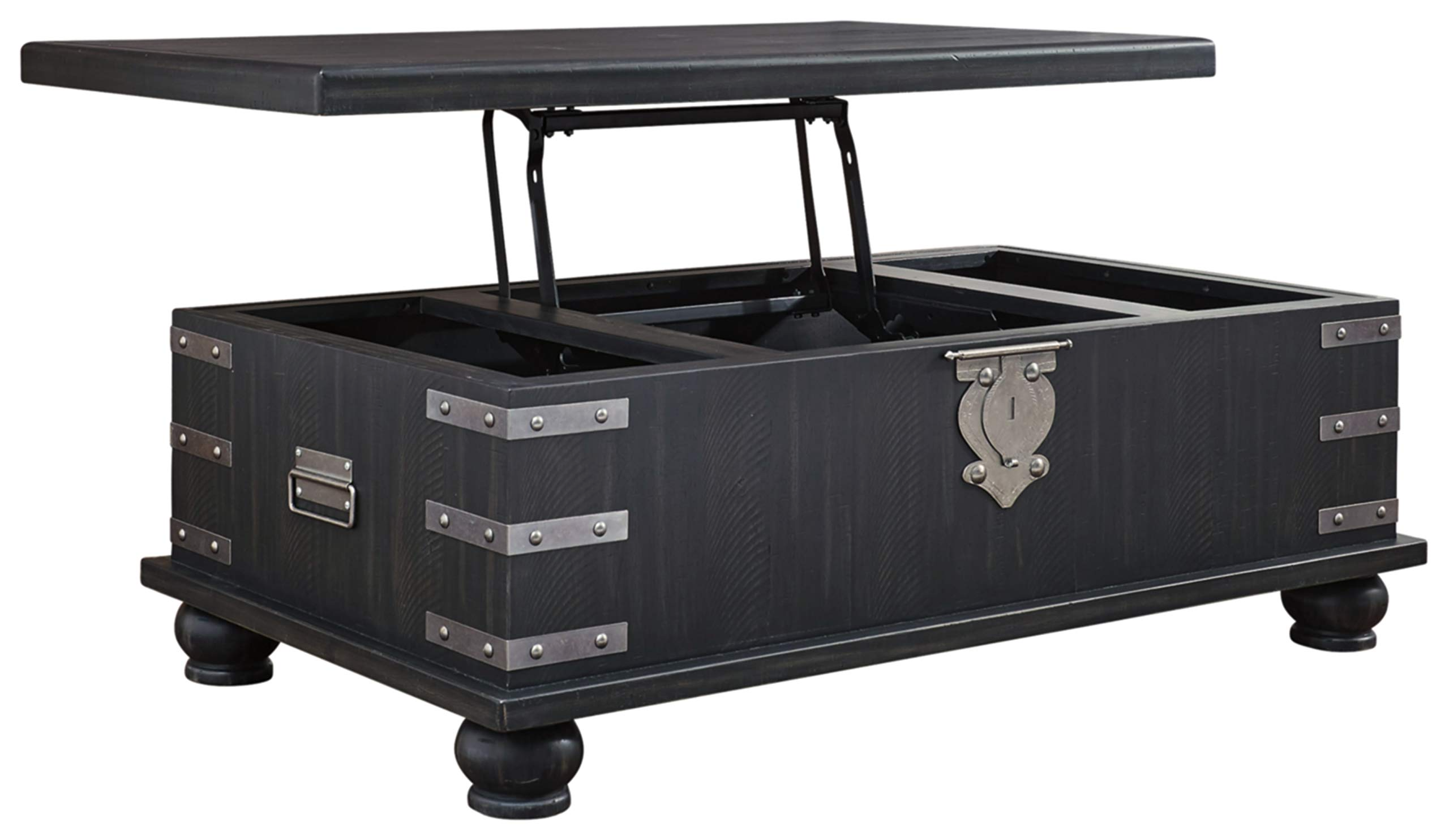 Delmar Modern Farmhouse Lift Top Coffee Tables, Black
