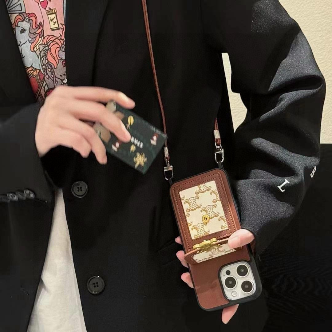 Celine Triomphe Monogram Card Holder Crossbody Phone Case