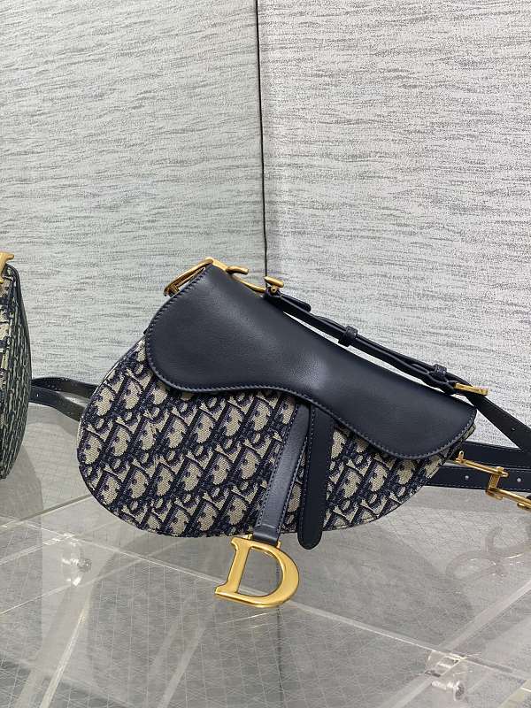 Dior Saddle Bag Medium Navy Oblique