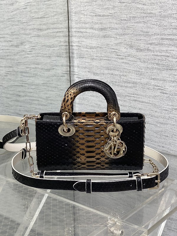 Lady D-Joy Bag Black Gold Python
