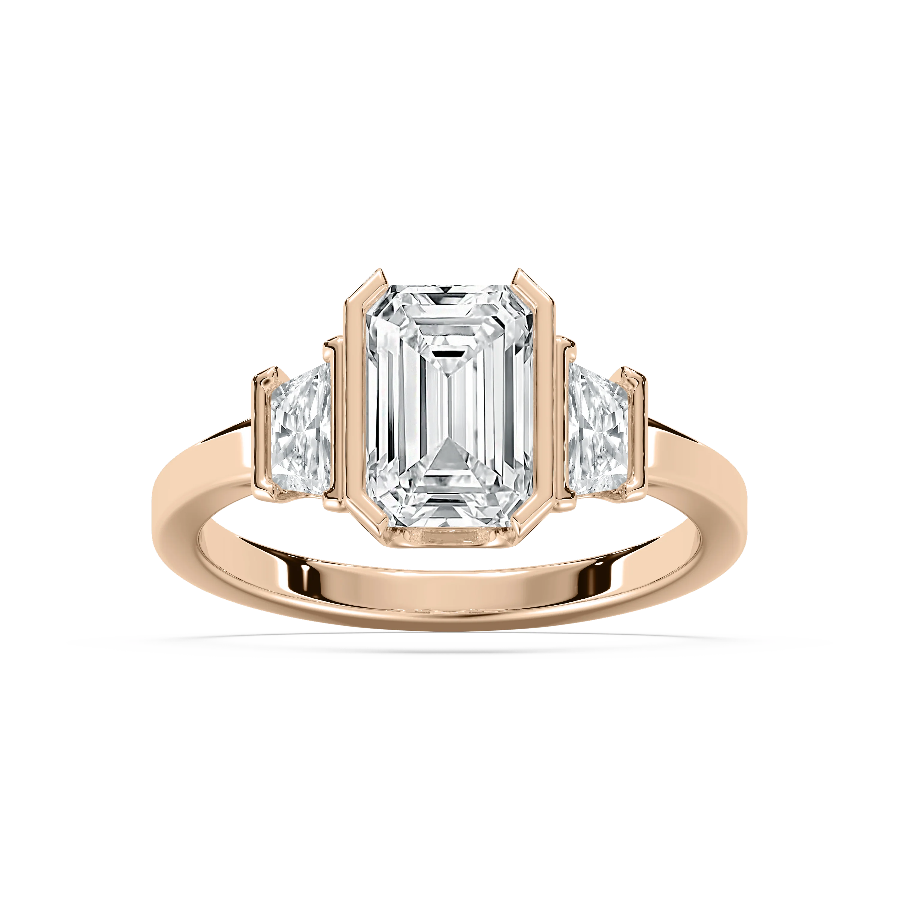 Greya 2 ⁵⁄₈ ctw Emerald Lab Grown Diamond Semi Bezel Three Stone Engagement Ring