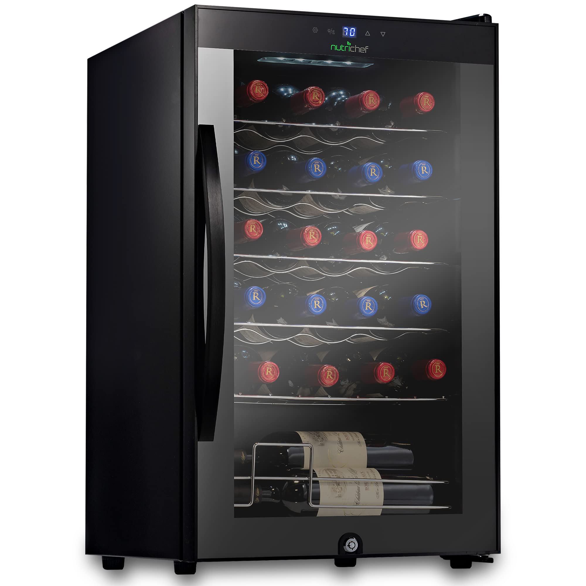 NutriChef PKCWC12 12 Bottle Cooler Refrigerator White and Red