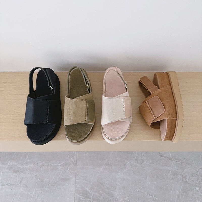 Wide Hook-And-Loop Backstrap Sandals