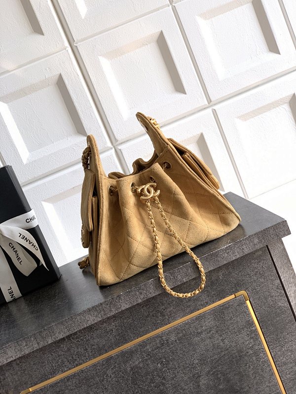 Chanel Mini Tan Suede Bucket Bag