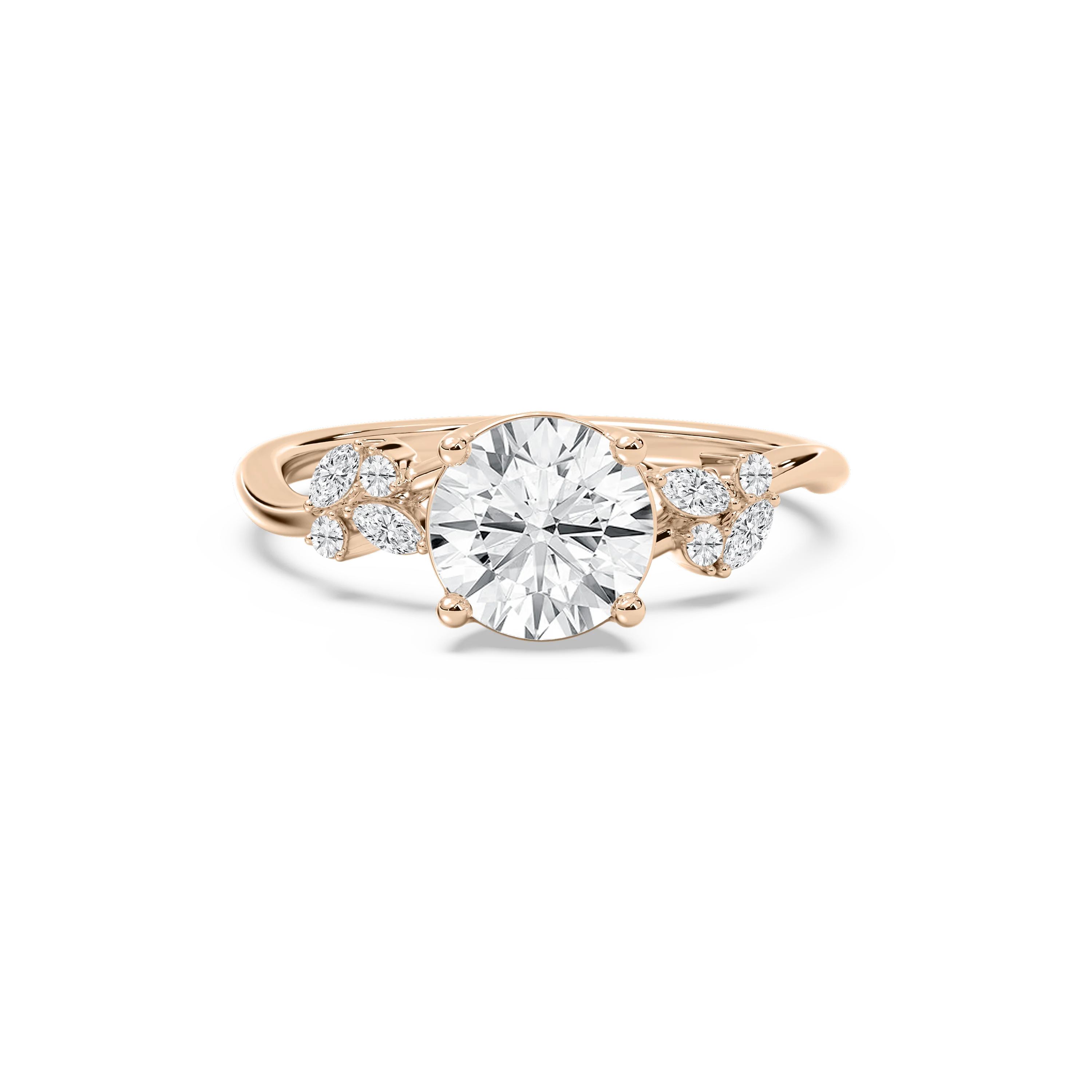 Circe 3 ¹⁄₆ ctw Round Lab Grown Diamond Flowering Trellis Side Stone Engagement Ring
