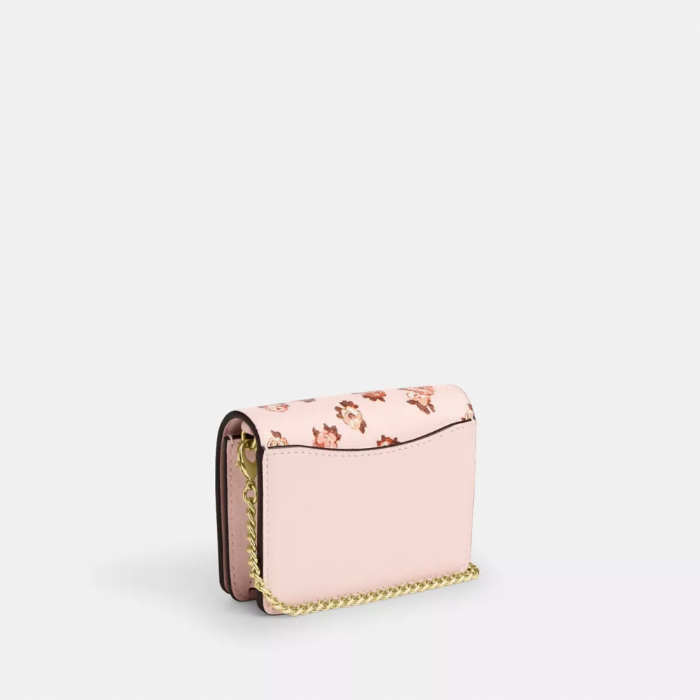 Mini Wallet On A Chain With Rosette Print