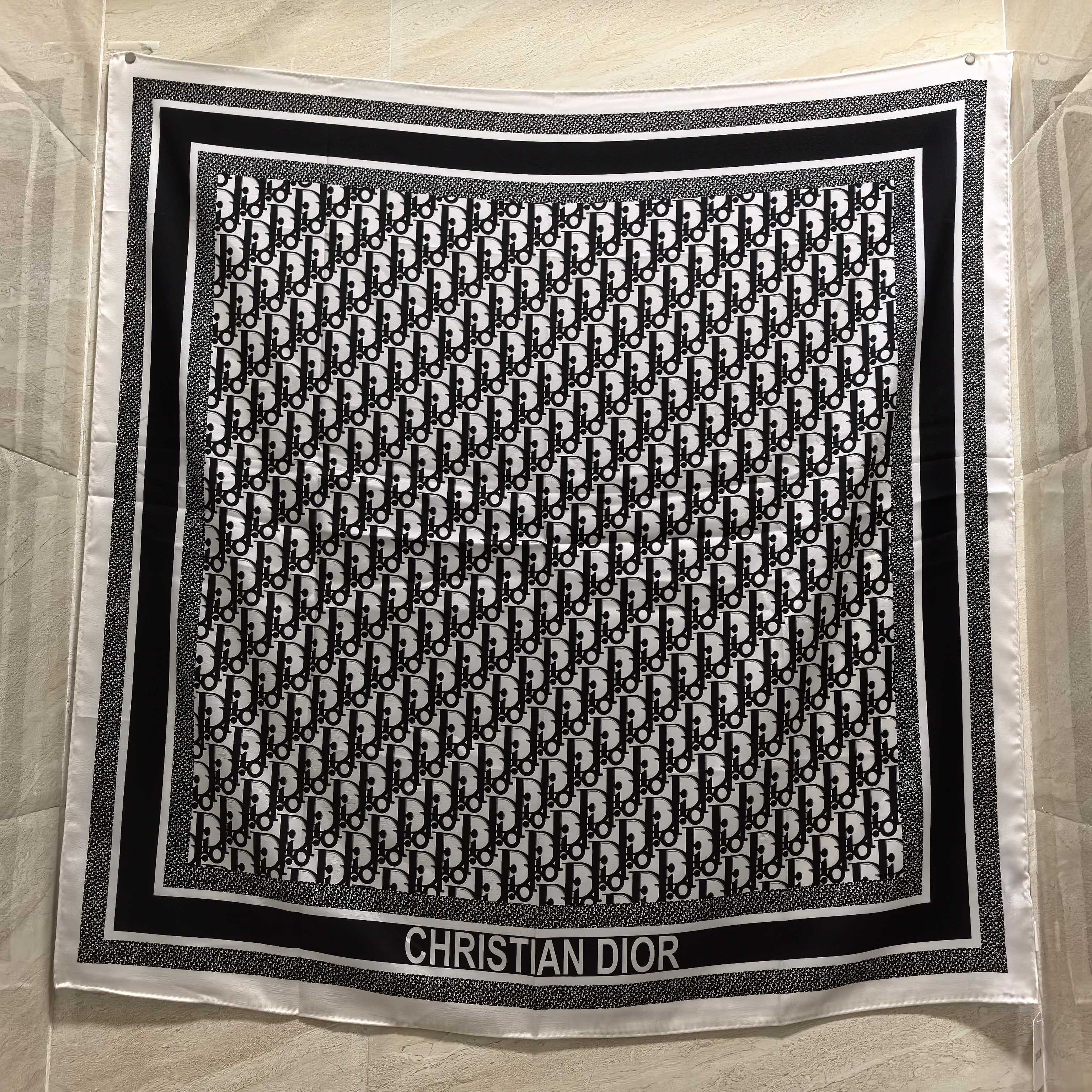 Dior Oblique Silk Square Scarf Burgundy and Black 90 x 90 cm