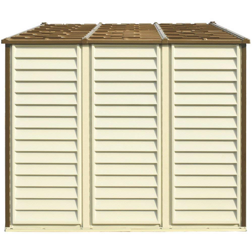 10x8 Feet V2 Wood Side Vinyl Shed - Ivory/Brown