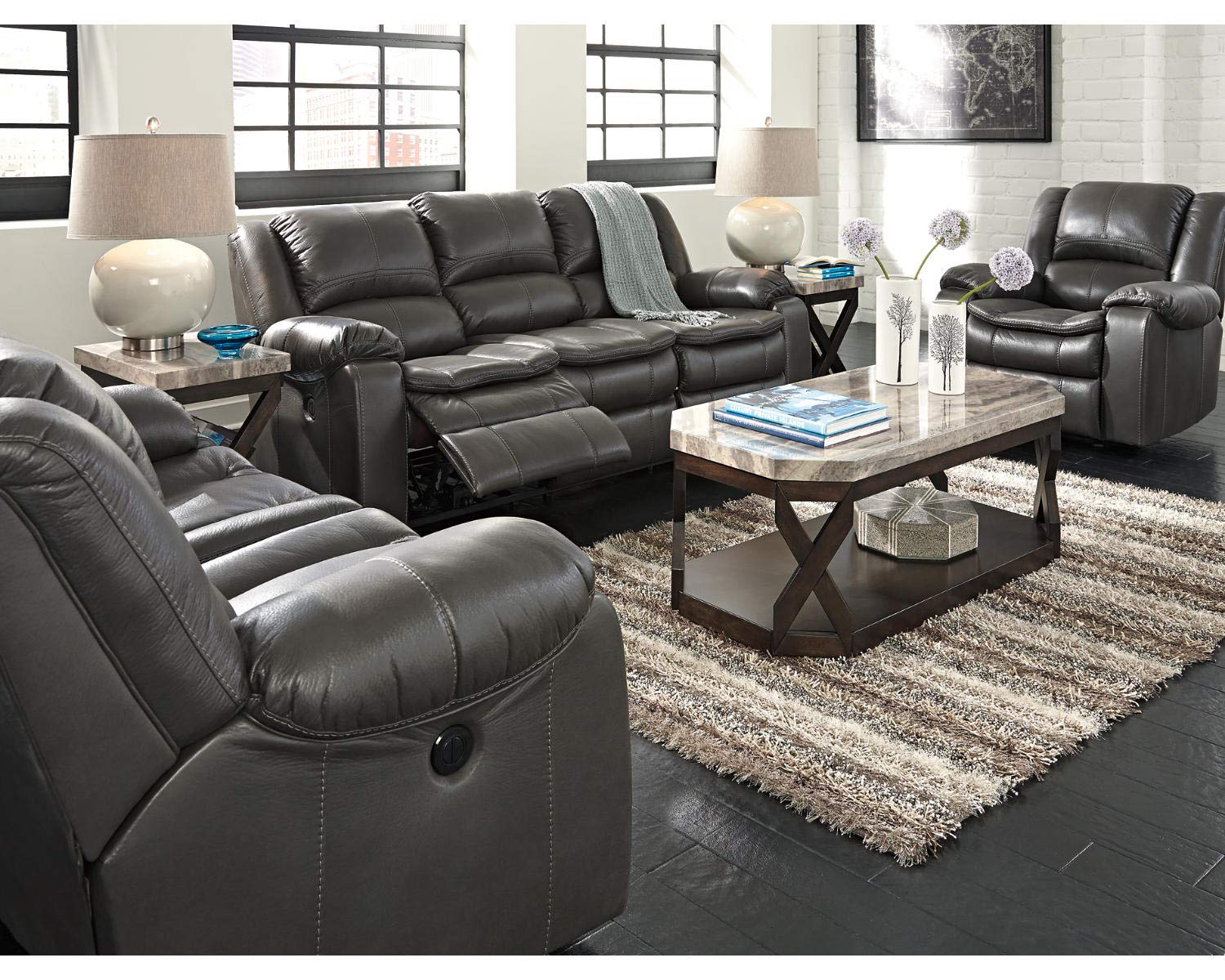 Faux Marble 3-Piece Table Set