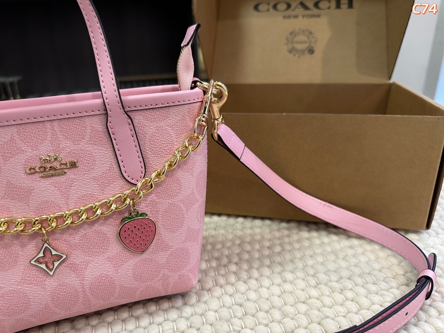 Coach Mini Tote Crossbody Bag with Chain Charms