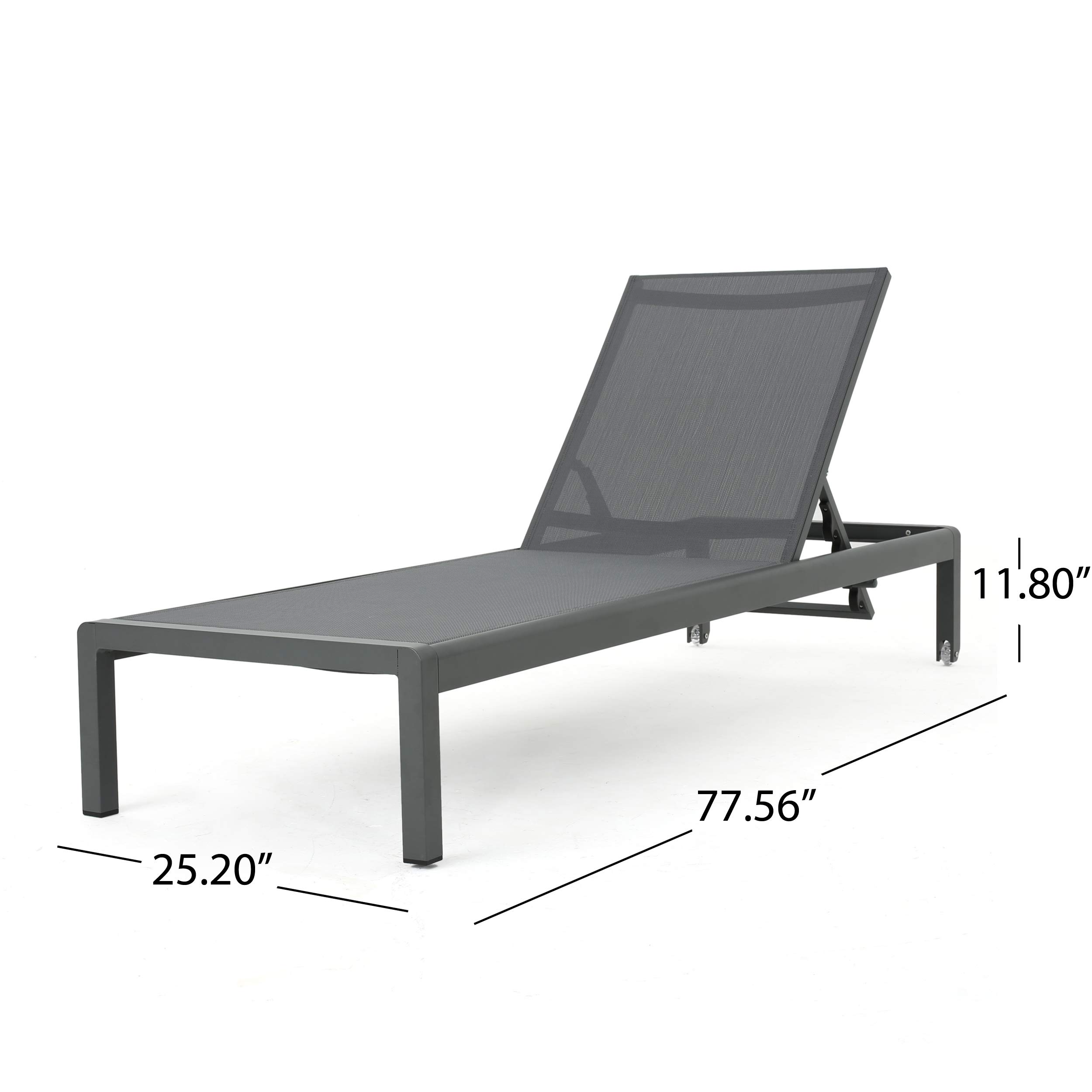 Coral Bay Aluminum Chaise Lounges with Mesh Seat, Grey Dark Grey