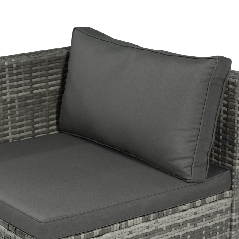 3 Pieces Patio PE Rattan Bistro Set Cushioned Armchair Sofa and
