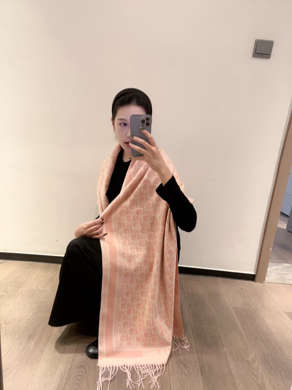 Dior Cashmere Scarf Pink Design B