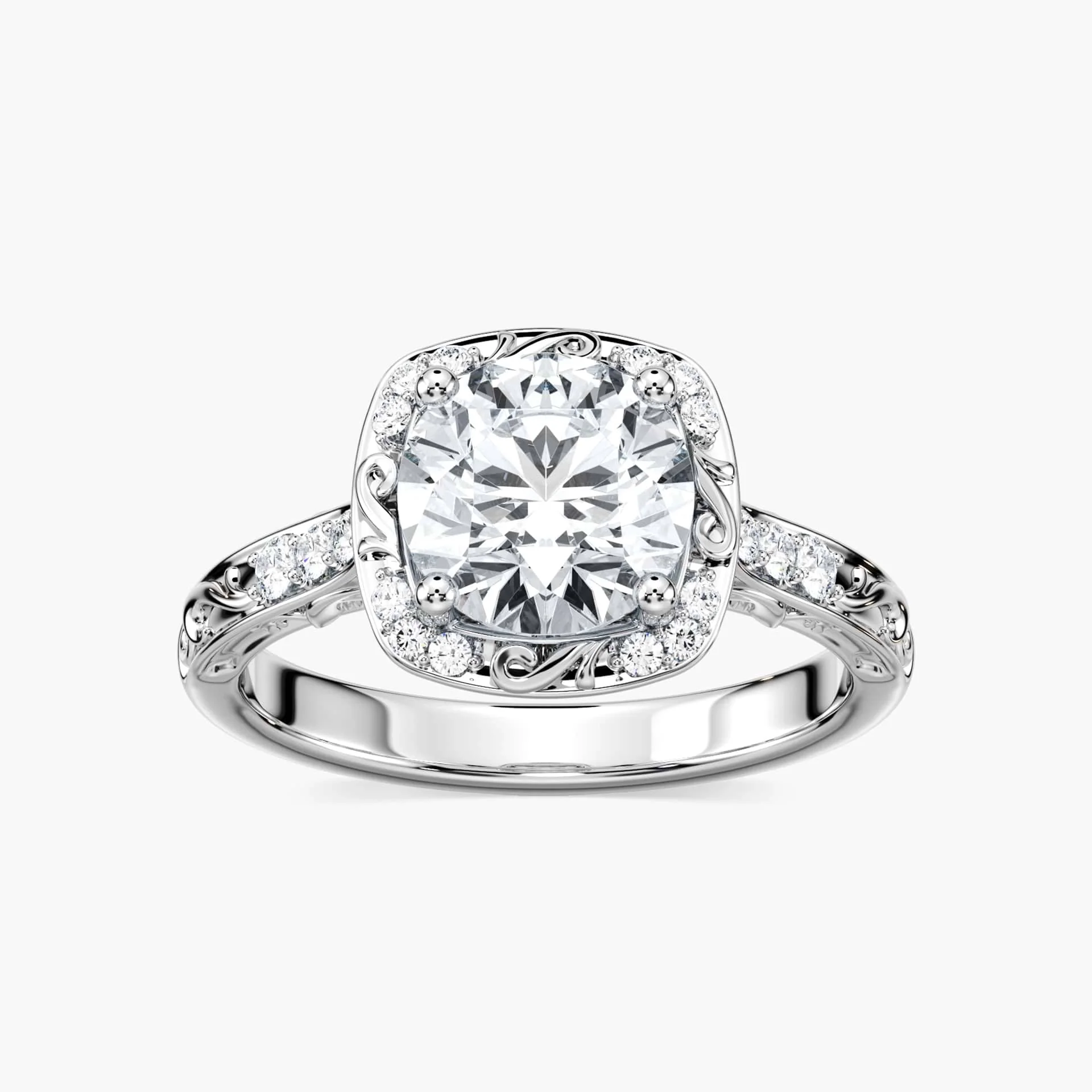 Isabella Lab Grown Diamond Vintage  Scroll Halo Engagement Ring