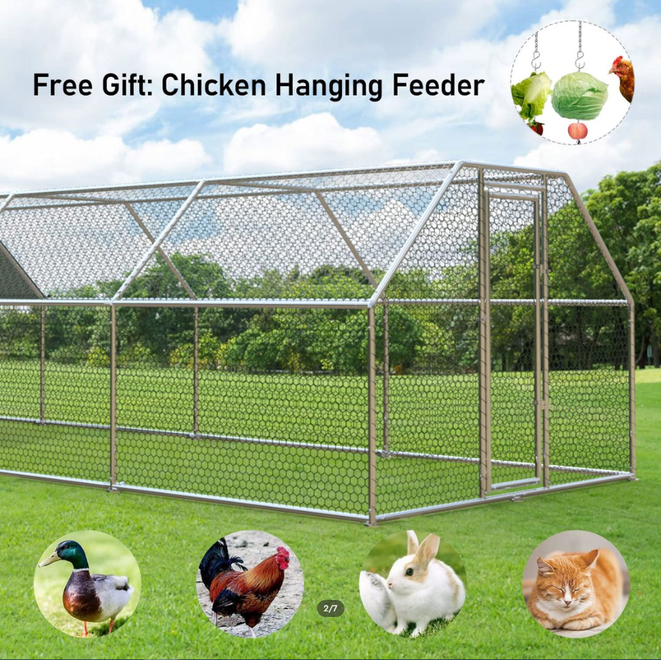 Large Metal Chicken Coop Run Walk-in Poultry Cage Chicken Runs