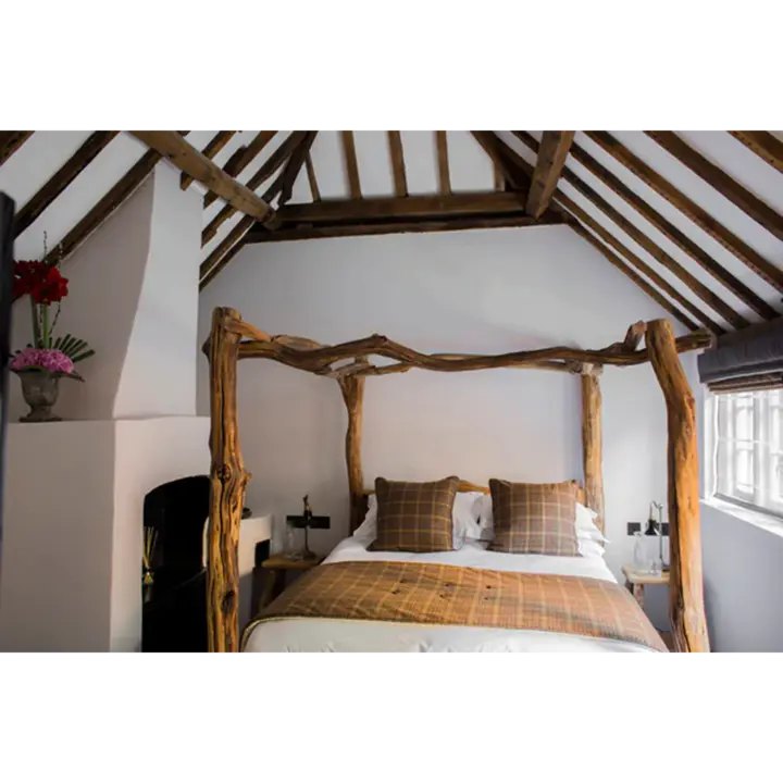 Rustic Oak Four Poster Tree Bed (comes with full size mattress)