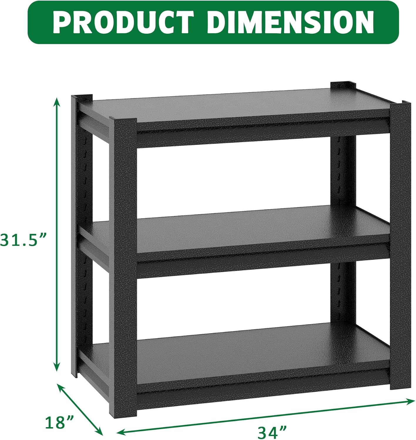 QIHAI 20-30 Gallon Fish Tank Stand - Metal Aquarium Stand, 34 W x 18 D x 31 H Adjustable Heavy Duty Reptile Tank Stand, Adjustable 3-Tier Fish Tank Rack Shelf for Home Office, Tank Not Included