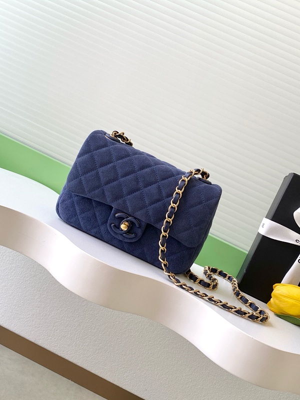 Chanel Suede Blue Classic Flap Bag