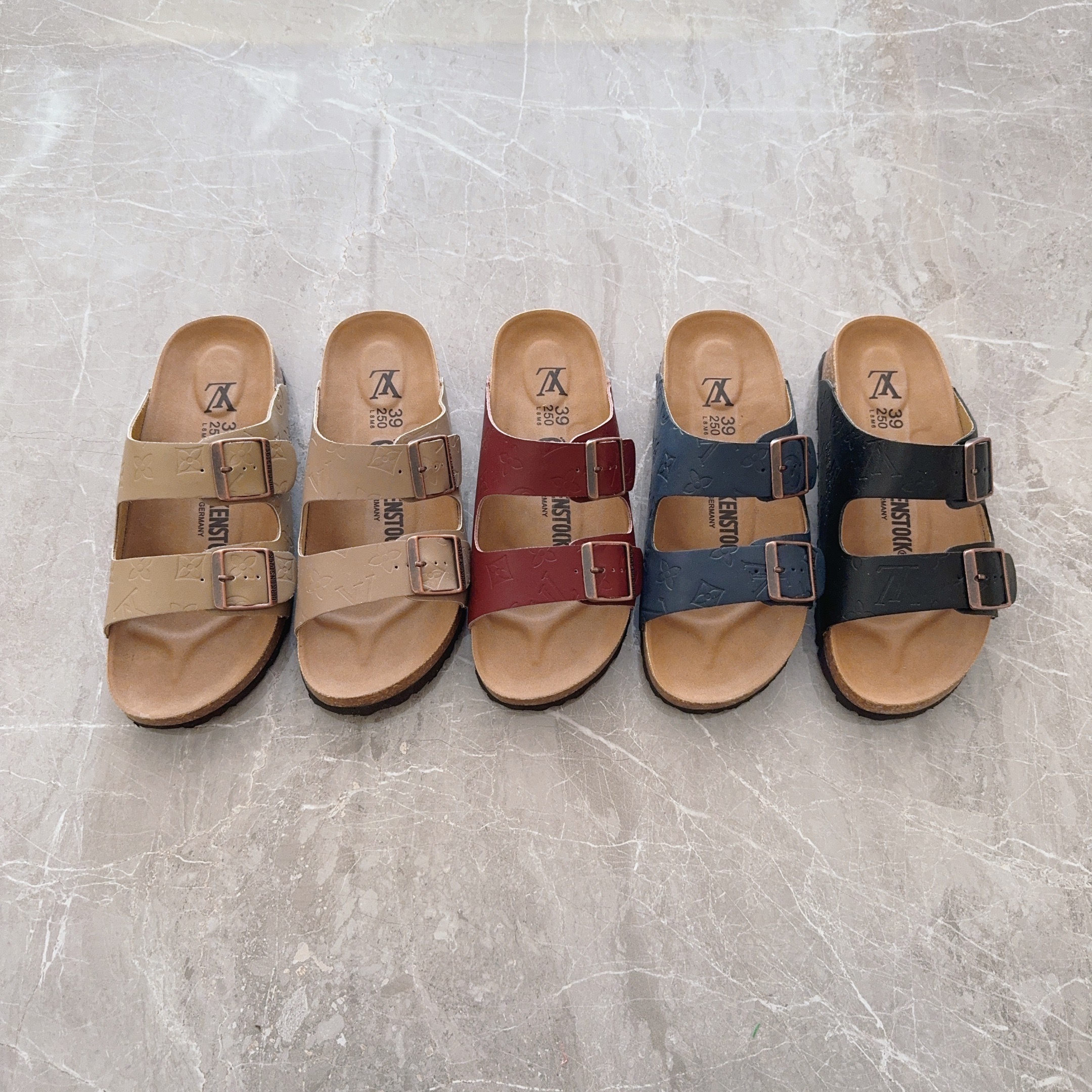 3 D Logo Birken-Style Two-Strap Sandals