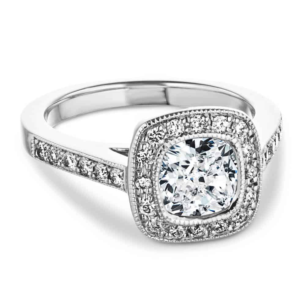 Tiffani Cushion Lab Grown Diamond Luxury Antique Vintage Halo Engagement Ring