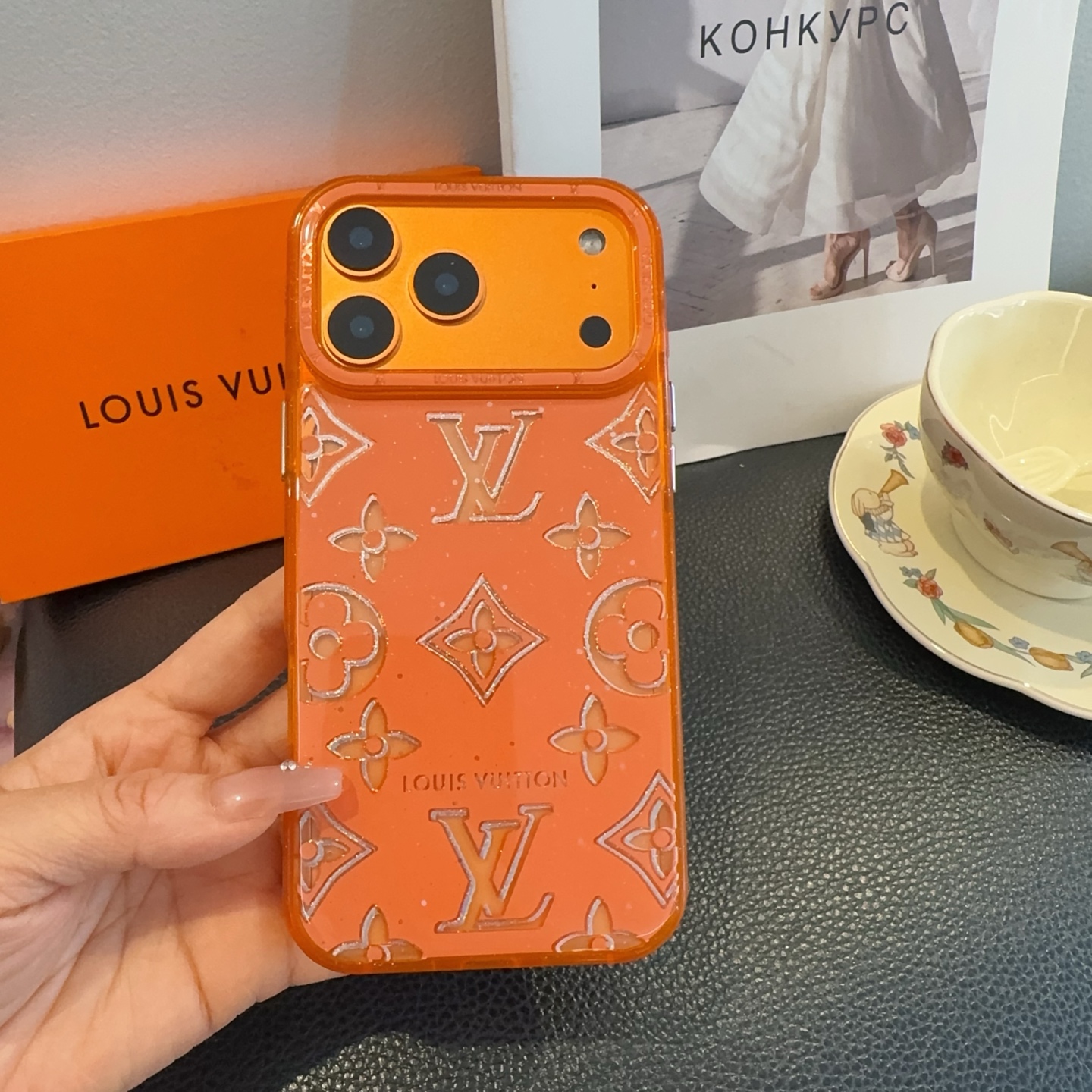 Louis Vuitton Transparent Glitter Monogram Electroplated Luxury Shockproof Phone Case