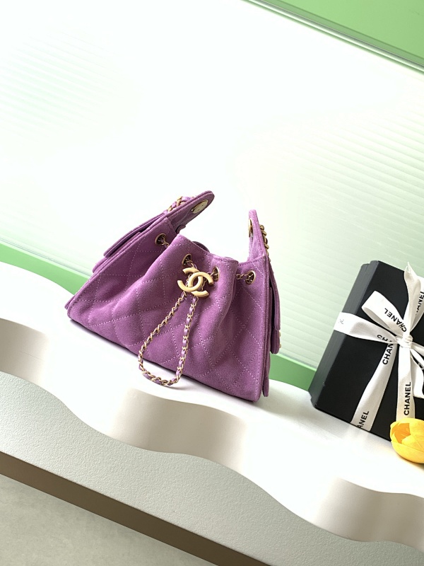 Chanel Suede Hobo Bag Purple