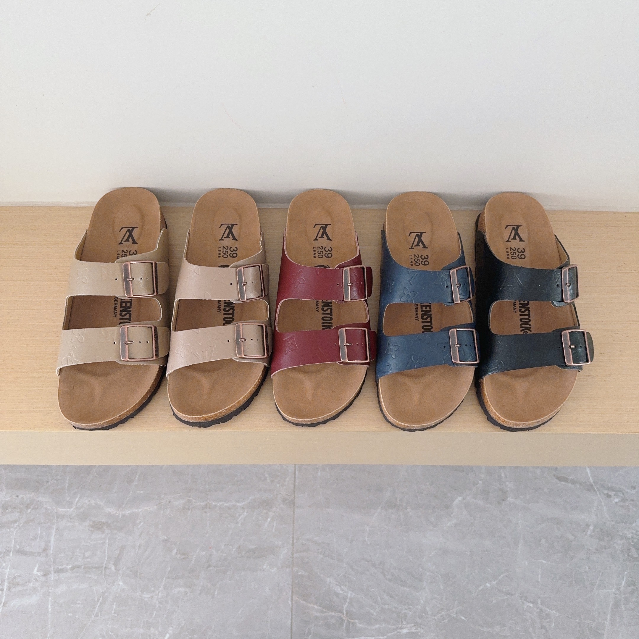 3 D Logo Birken-Style Two-Strap Sandals