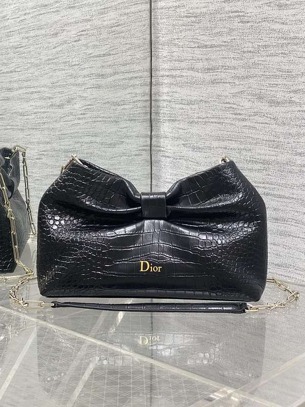 Dior Bow Clutch Bag Black Crocodile