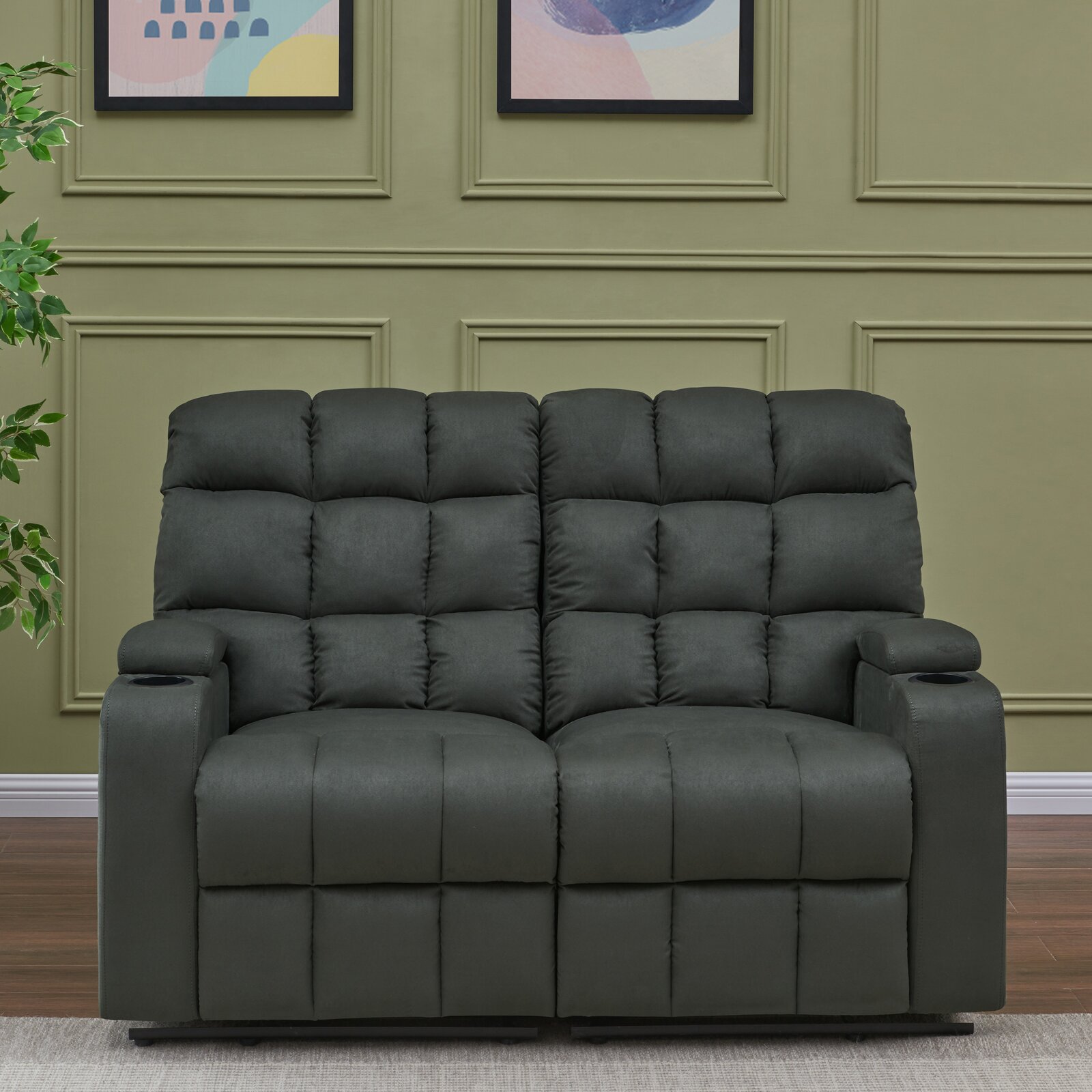 Grigor 57.5'' Wide Home Theater Loveseat with Cup Holder