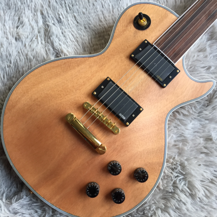 Electric Guitar 6 strings Nature Fretless Rosewood Fretboard Gold Hardware