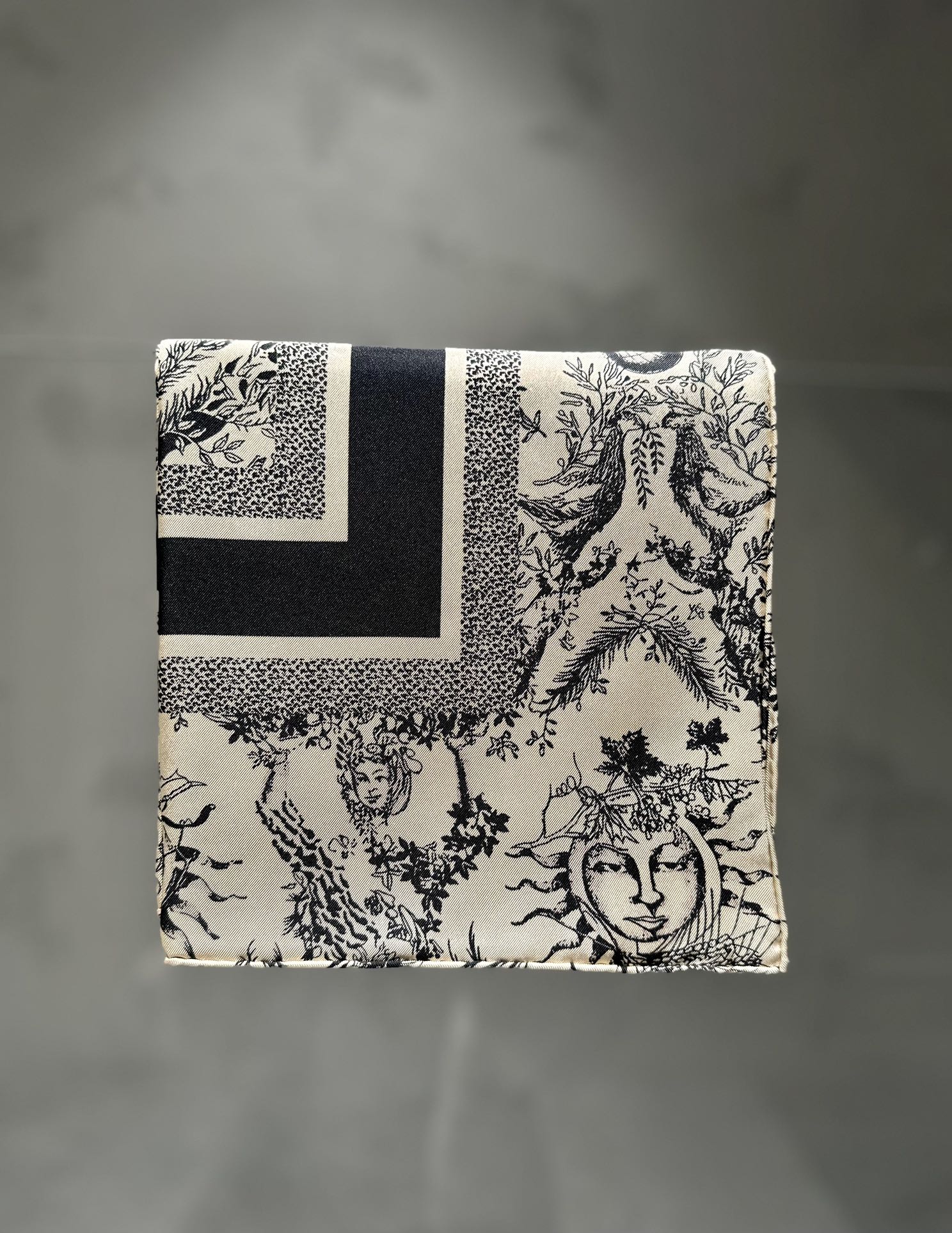 Dior Toile Print Silk Square Scarf Black and Navy product images