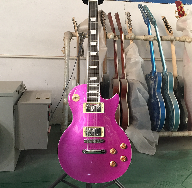 LP Electric Guitar Metallic Purple H-H Pickups Chrome Hardware Guitar Top