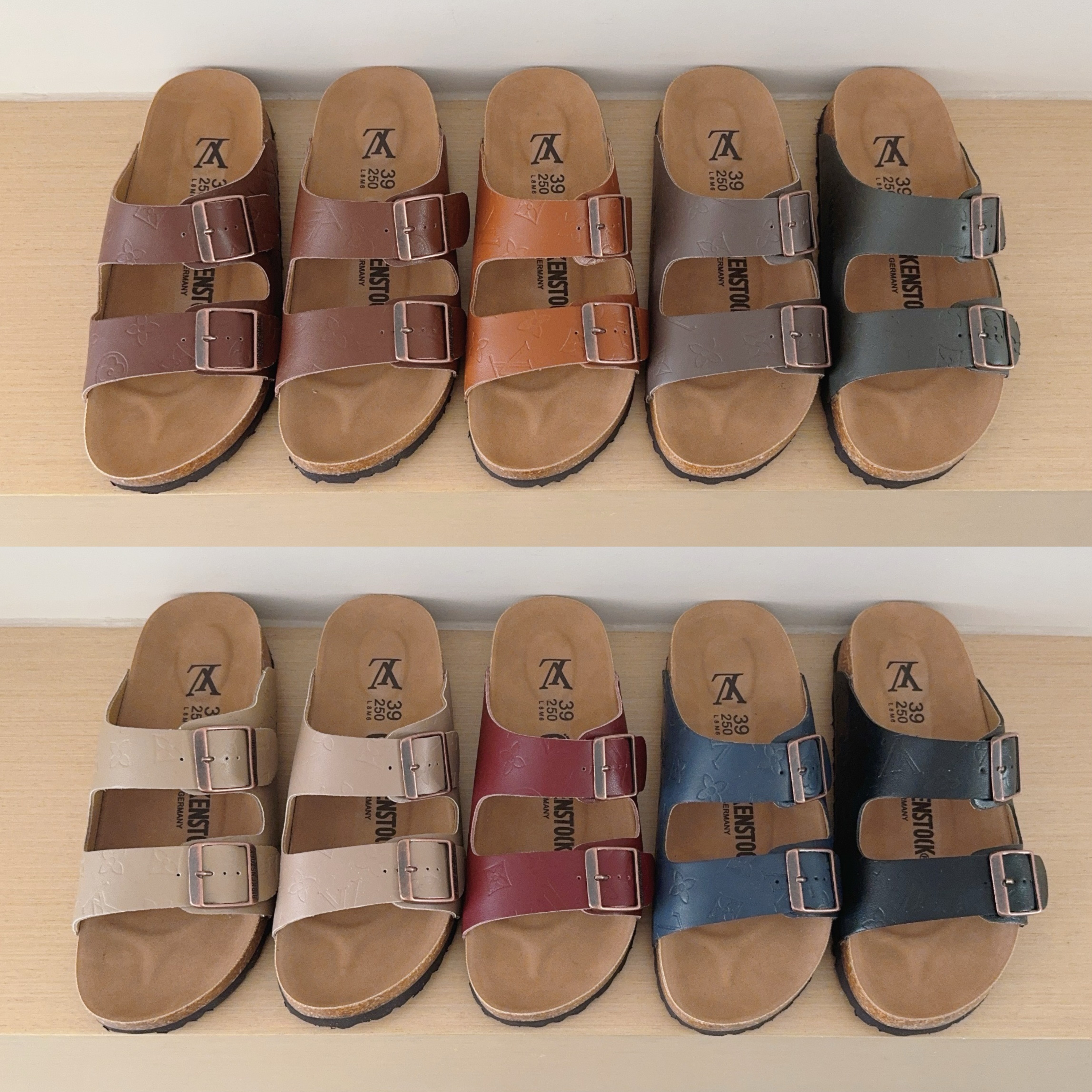 3 D Logo Birken-Style Two-Strap Sandals