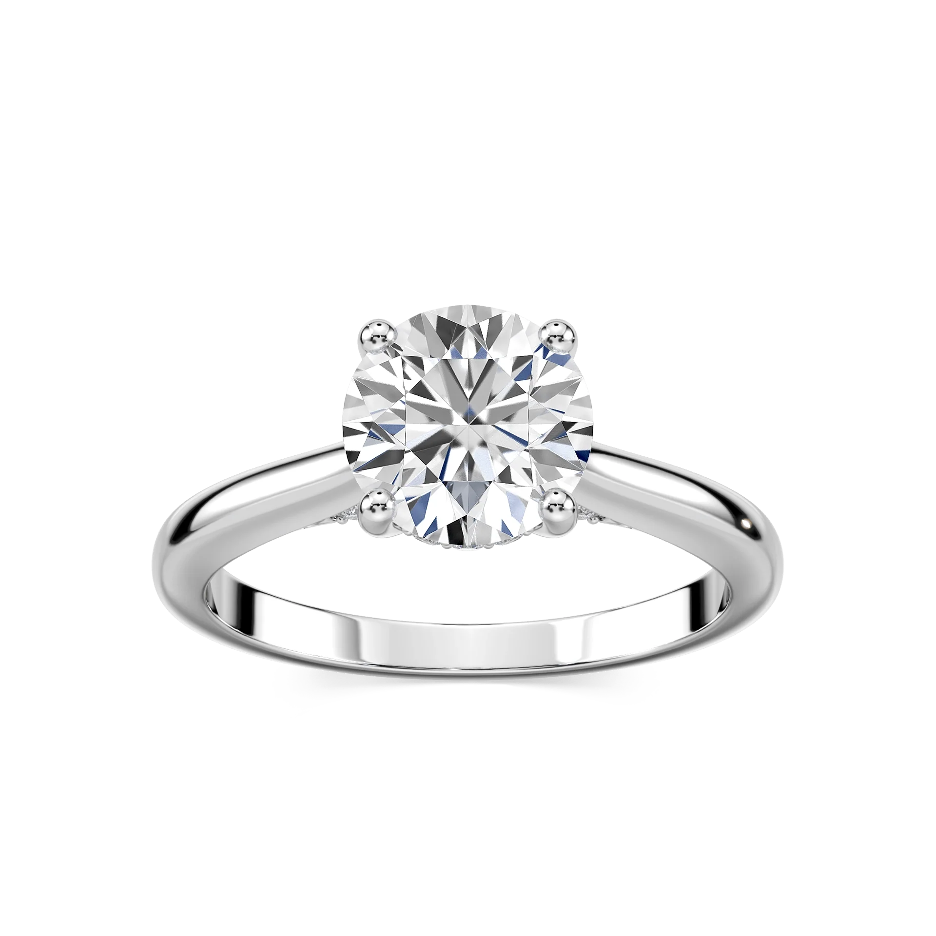 Vivian Round Lab Grown Diamond Arch Hidden Halo Engagement Ring