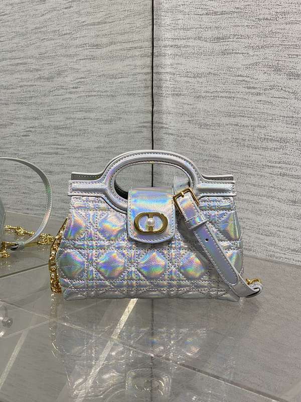 Dior Cannage Mini Handbag Holographic Silver