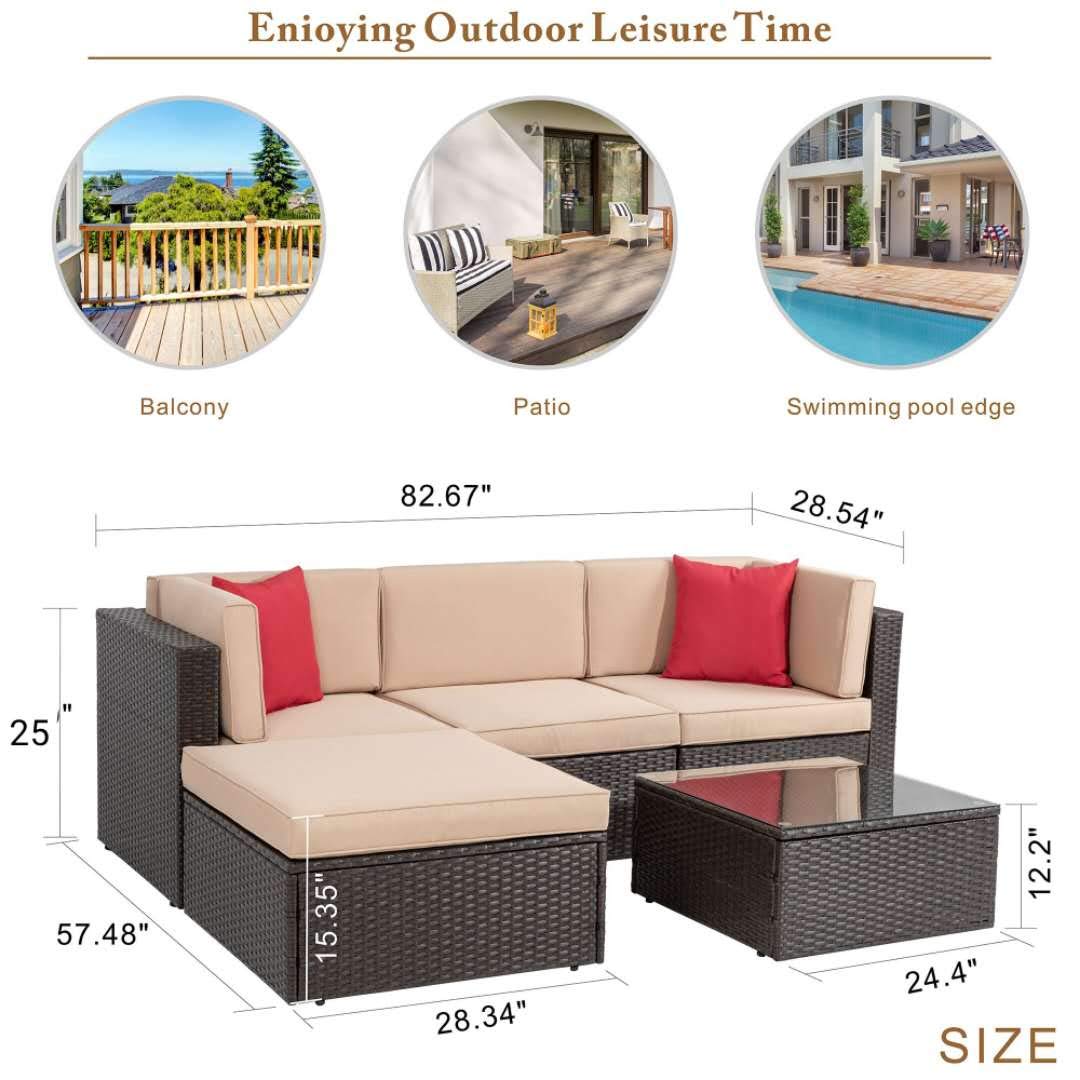 5 Pcs Patio Furniture Sets