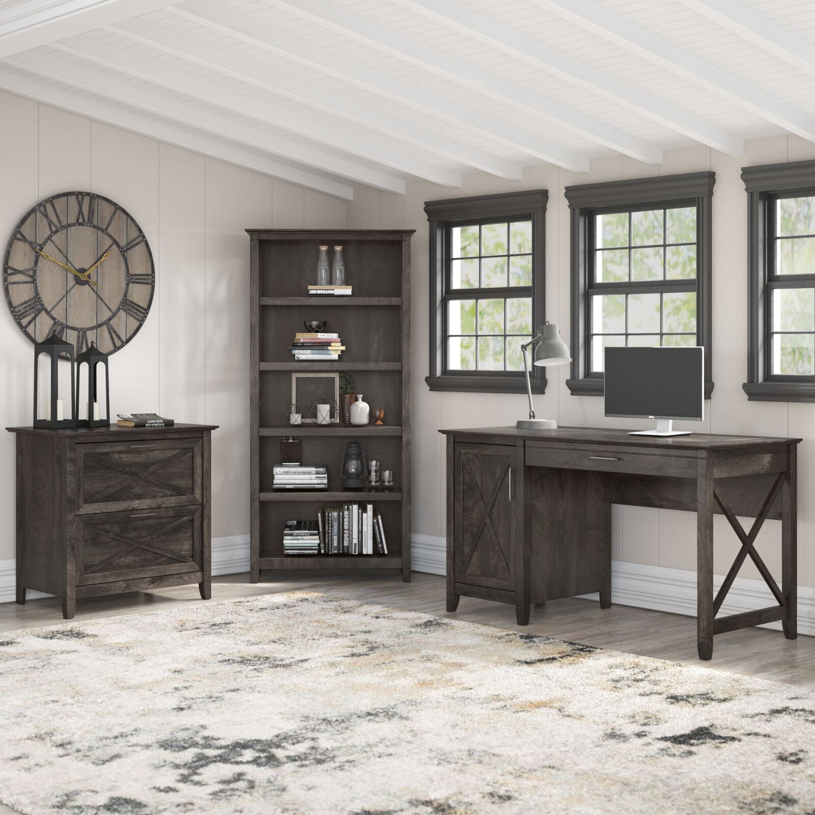 Veda 3 Piece Rectangular Computer Desk Office Set