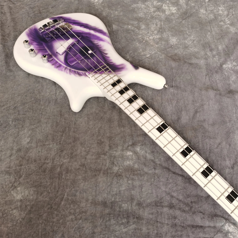 4 Strings Prince Symbol Cloud One EYE White Electric Bass Guitar Hand 26 Frets