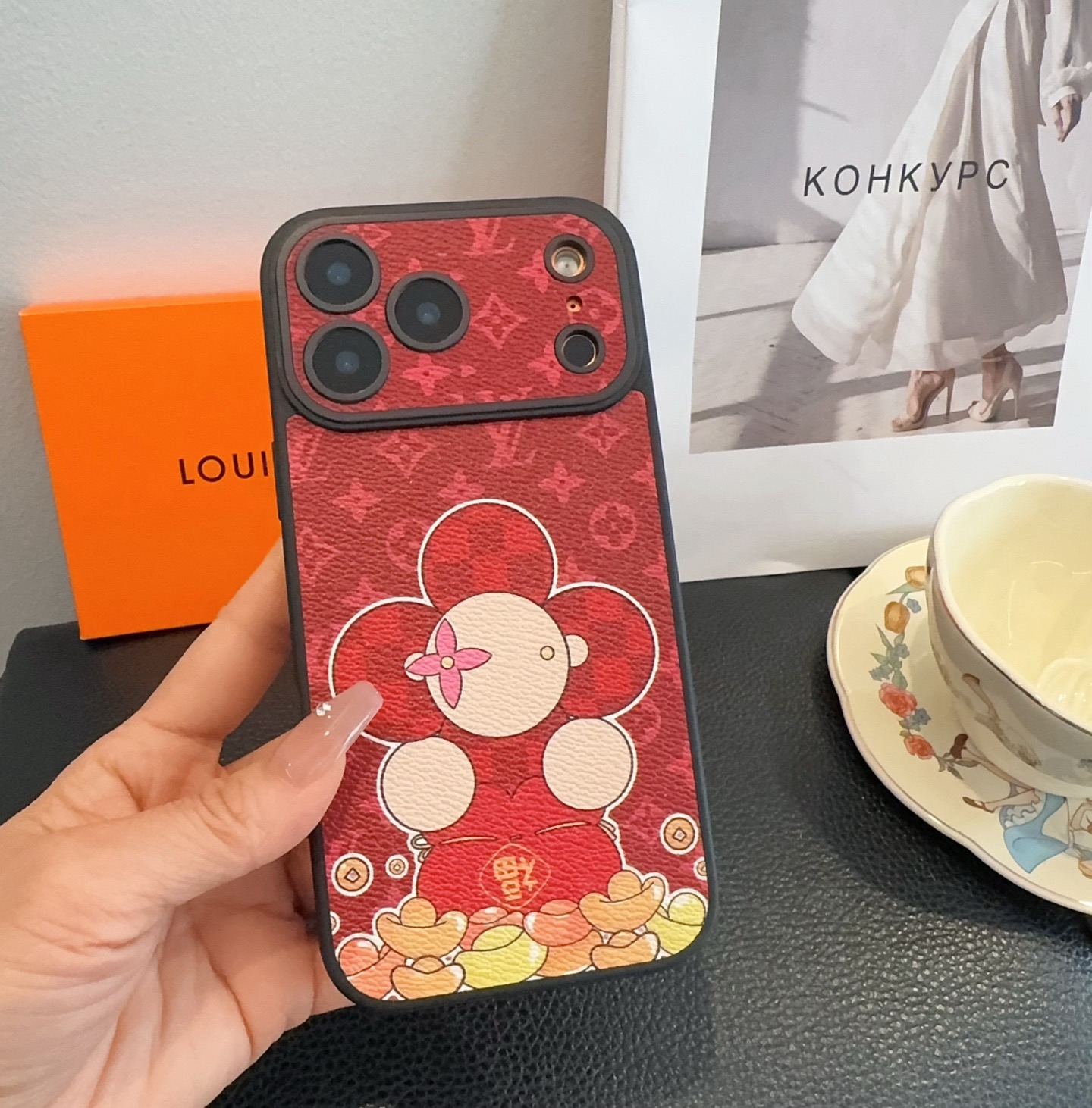 Louis Vuitton Vivienne Lucky Fortune Monogram Leather Luxury Shockproof Phone Case