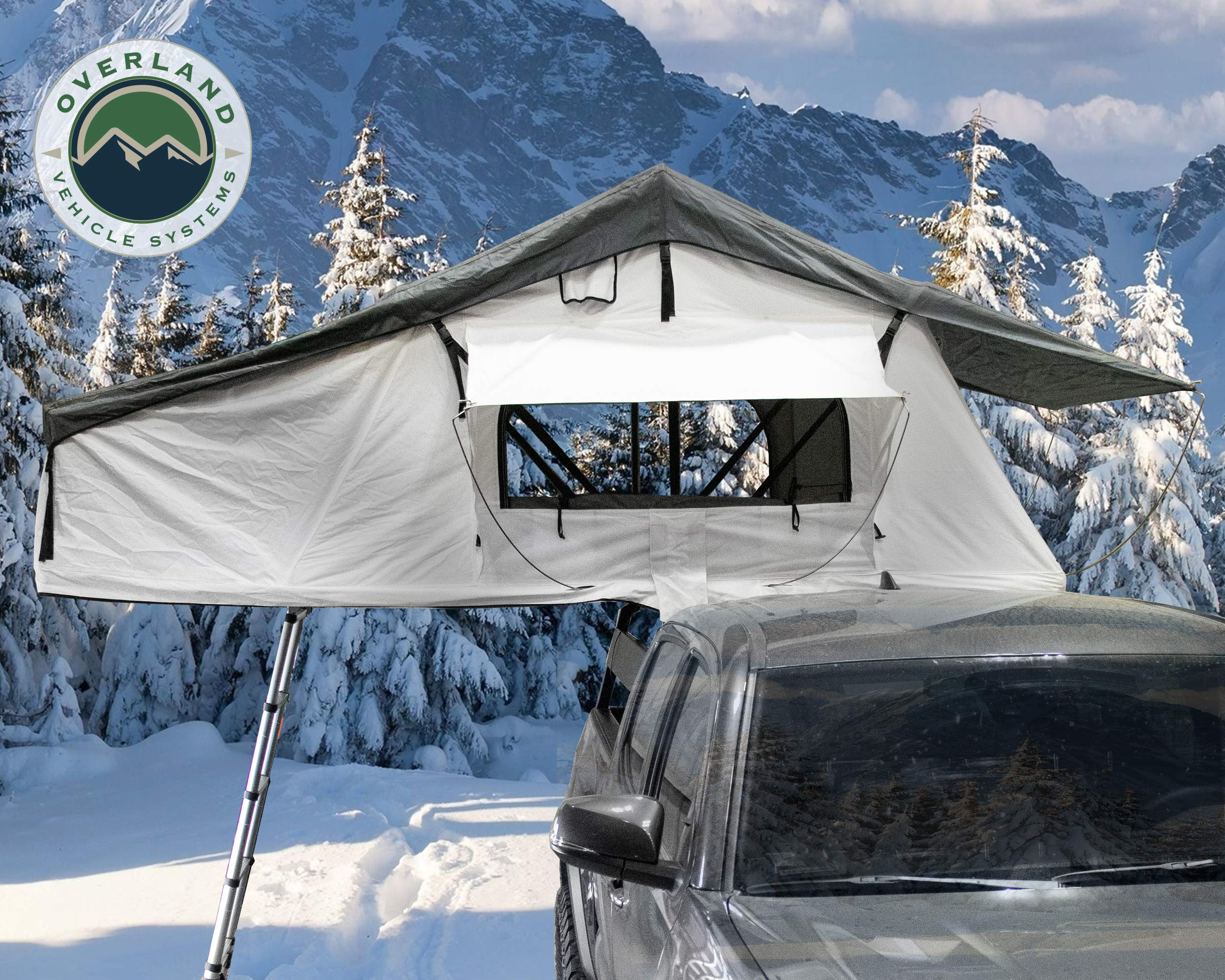 Nomadic 3 Extended Roof Top Tent - White Base with Gray Rain Fly