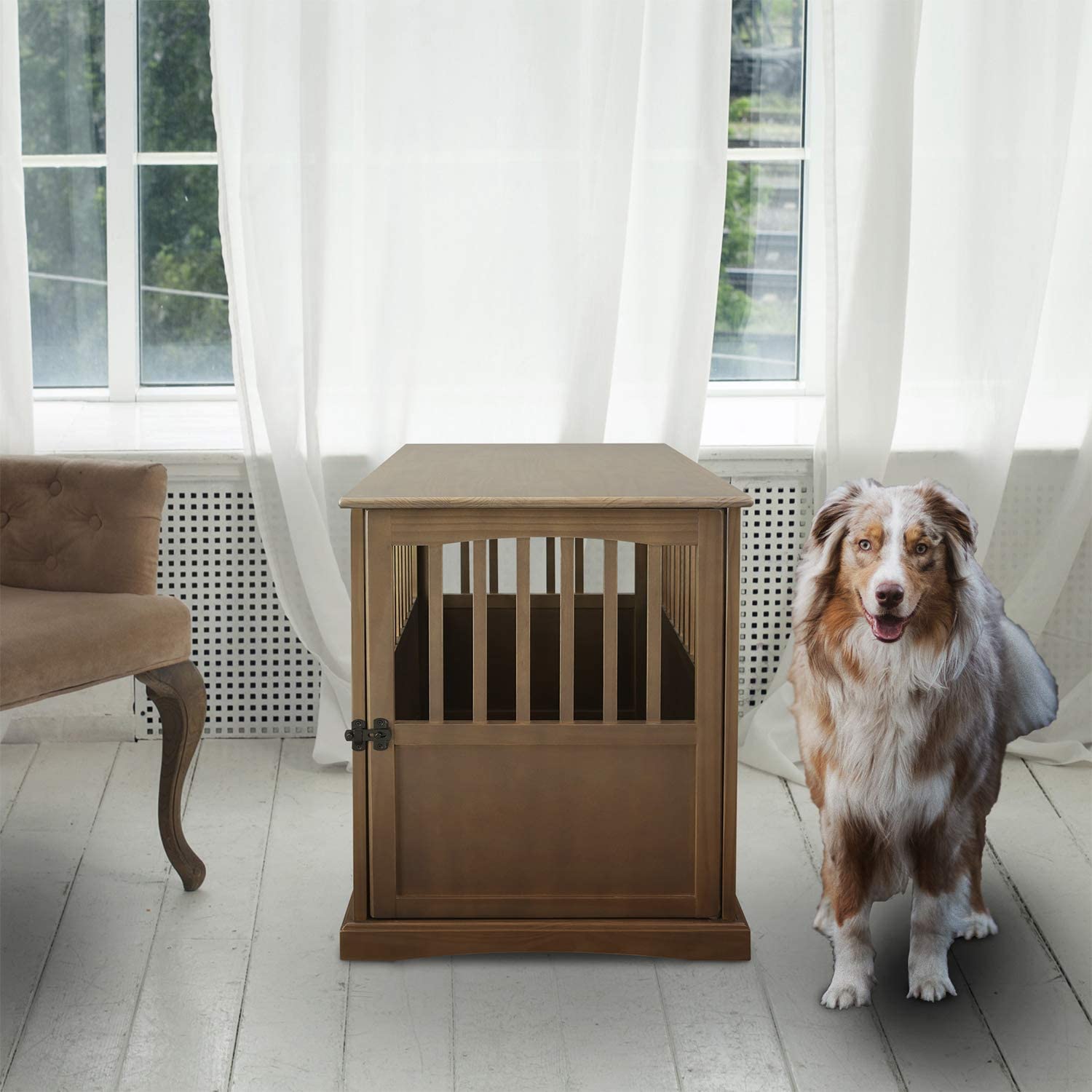 Wooden Large Pet Crate, Black