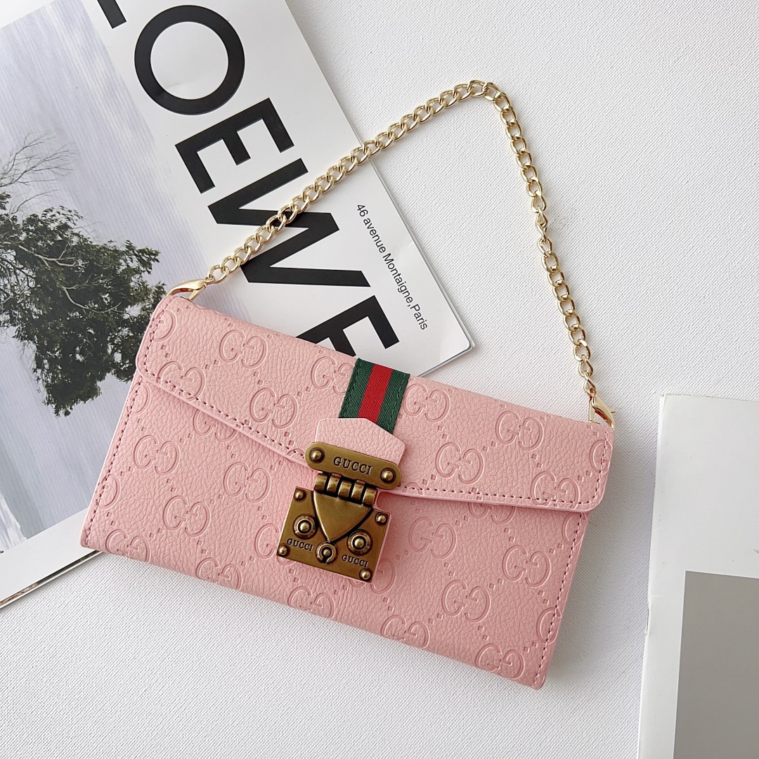 Gucci GG Monogram Embossed Envelope Crossbody Wallet Phone Bag
