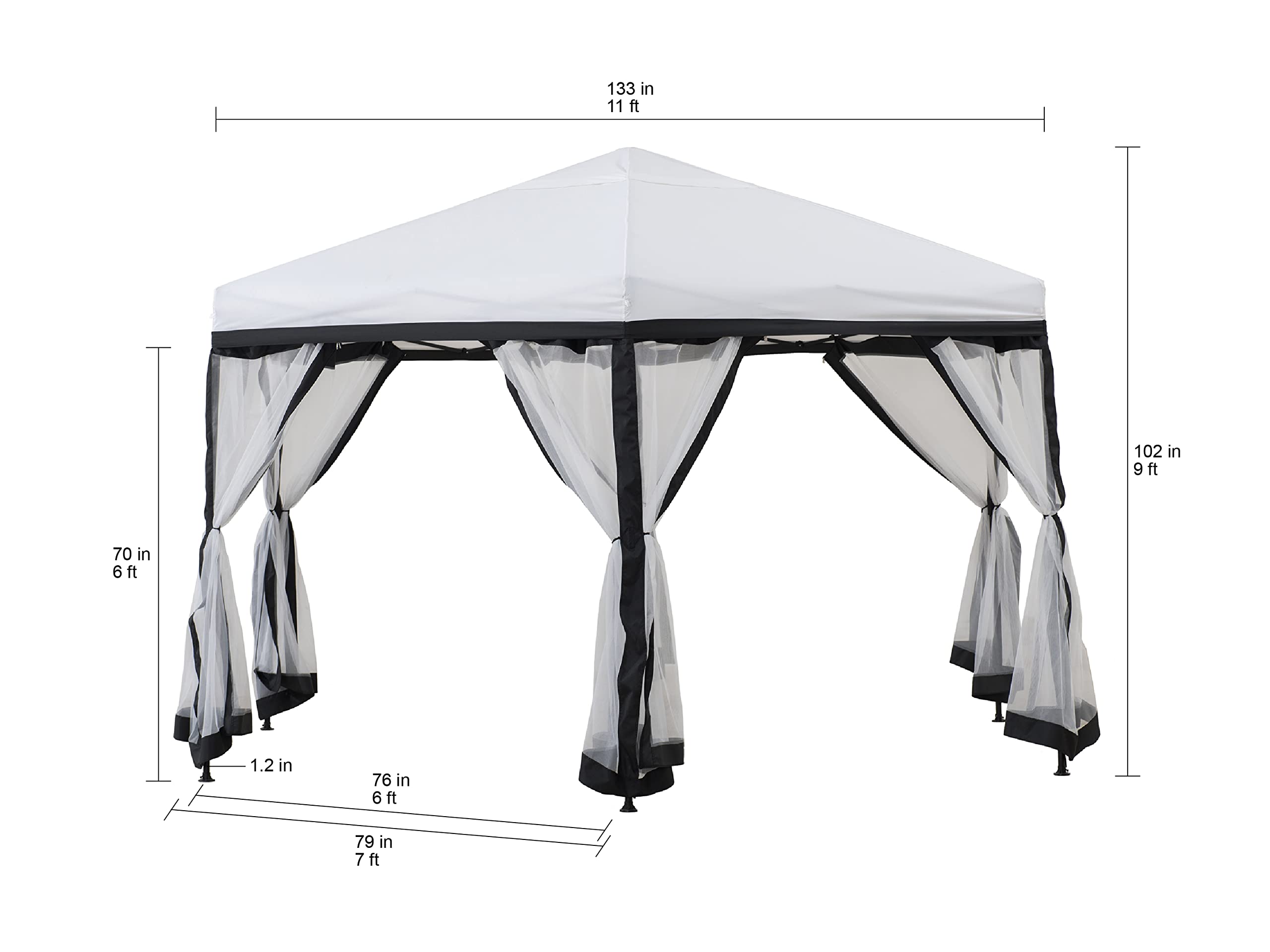Sunjoy Lambert 11 ft. ft. 2-Tone Pop Up Hexagon Steel Gazebo