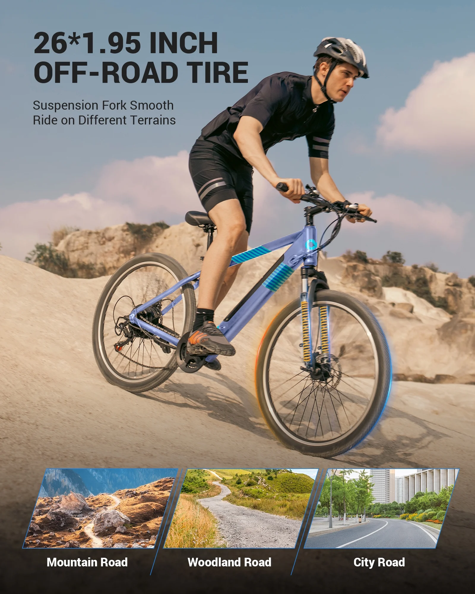 MIHOVER 26in Electric Commuter Bike, 500W Peak, 36V