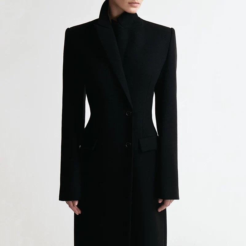 Single-breasted wool coat