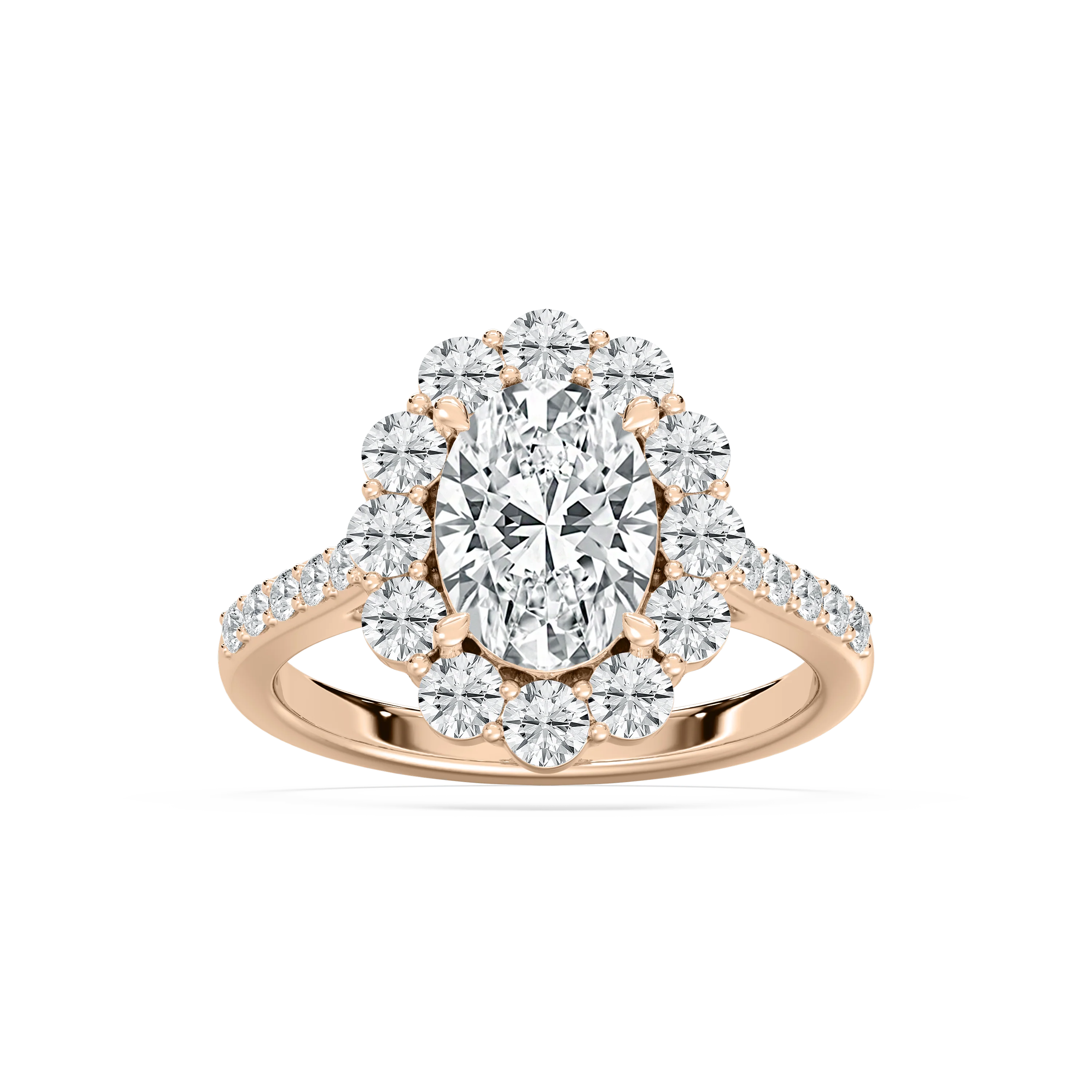 Eva 3 ¹⁄₆ ctw Oval Lab Grown Diamond Halo Engagement Ring