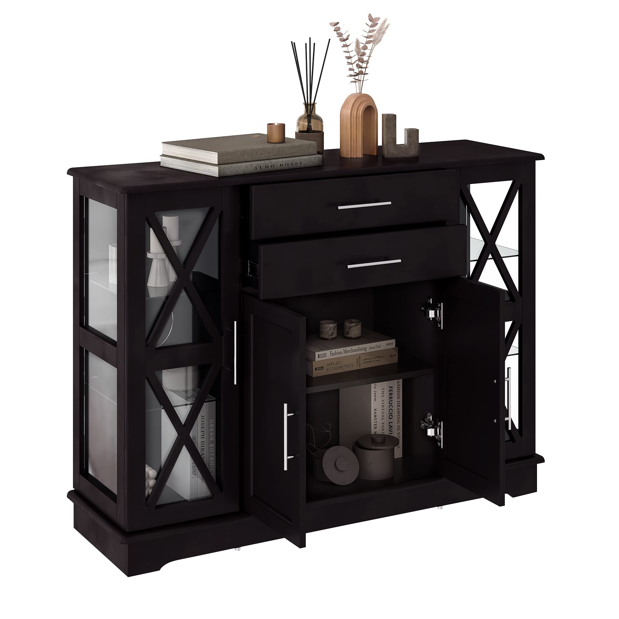 Wood 47 Inch Sideboard Buffet Storage Cabinet Console Sofa Table