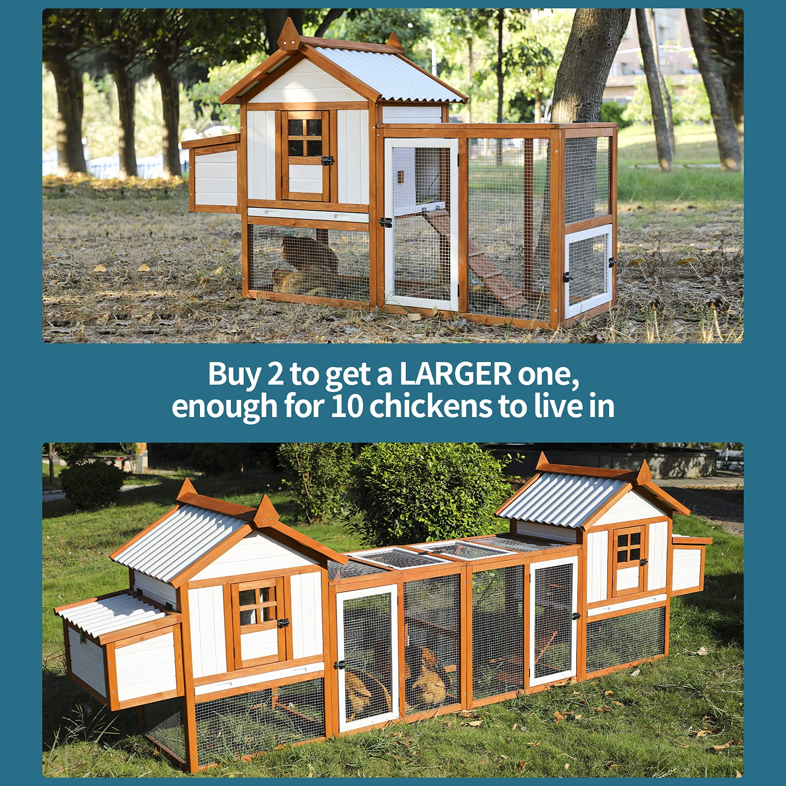 Outdoor Wooden Multi-Level Chicken Coop