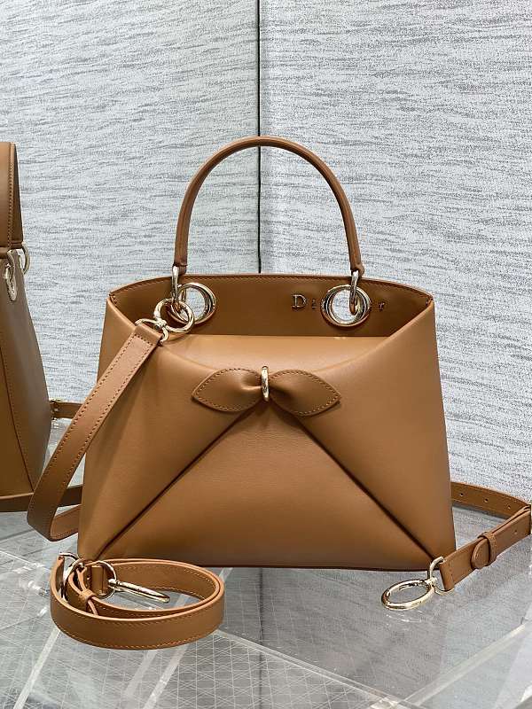 Dior Bow Tote Bag Small Caramel